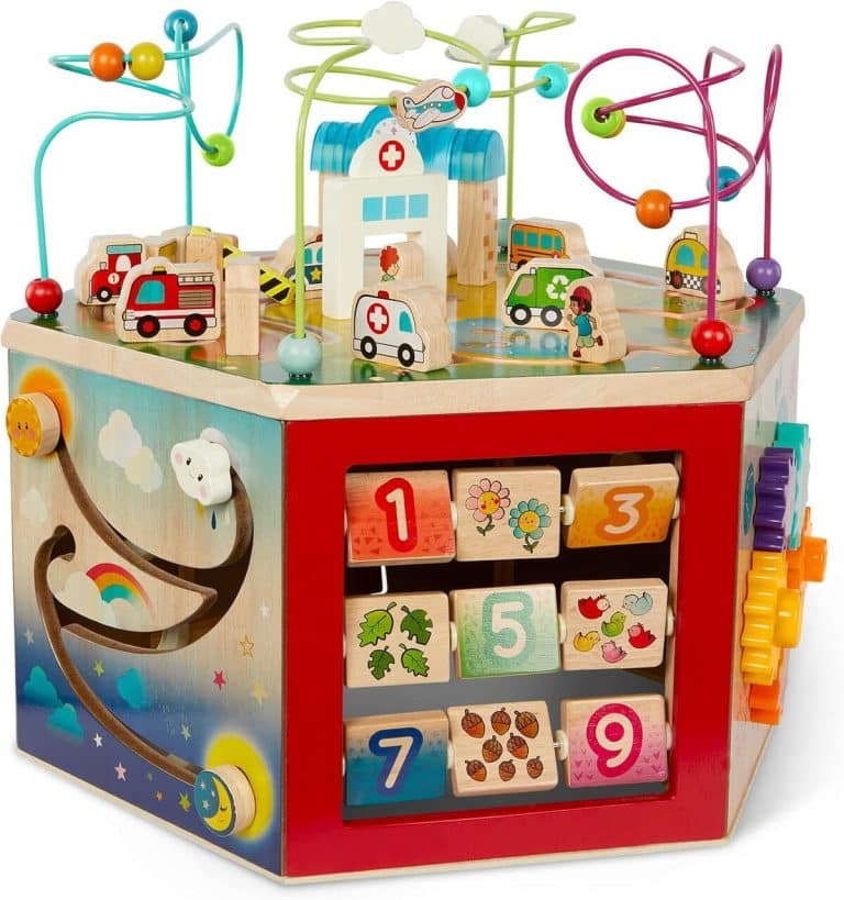 Cube D'activité En Bois Hape Pour Bébé 1 An - 5 Faces De Jeu, Animaux, Formes, Labyrinthe, Motricité Fine
