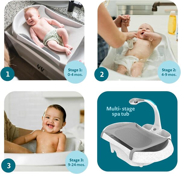 The First Years Douche de pluie pour bébé - Baignoire pour nouveau-né à tout-petit avec pommeau de douche apaisant