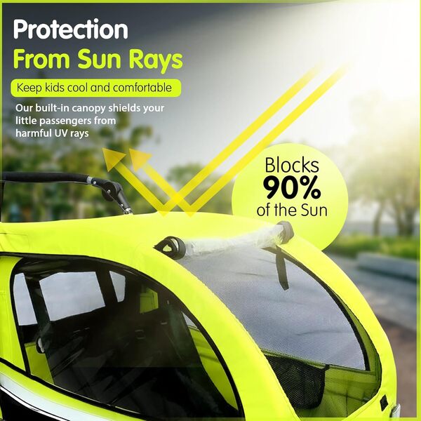 Booyah Strollers Remorque de vélo pour bébé et poussette II (vert)